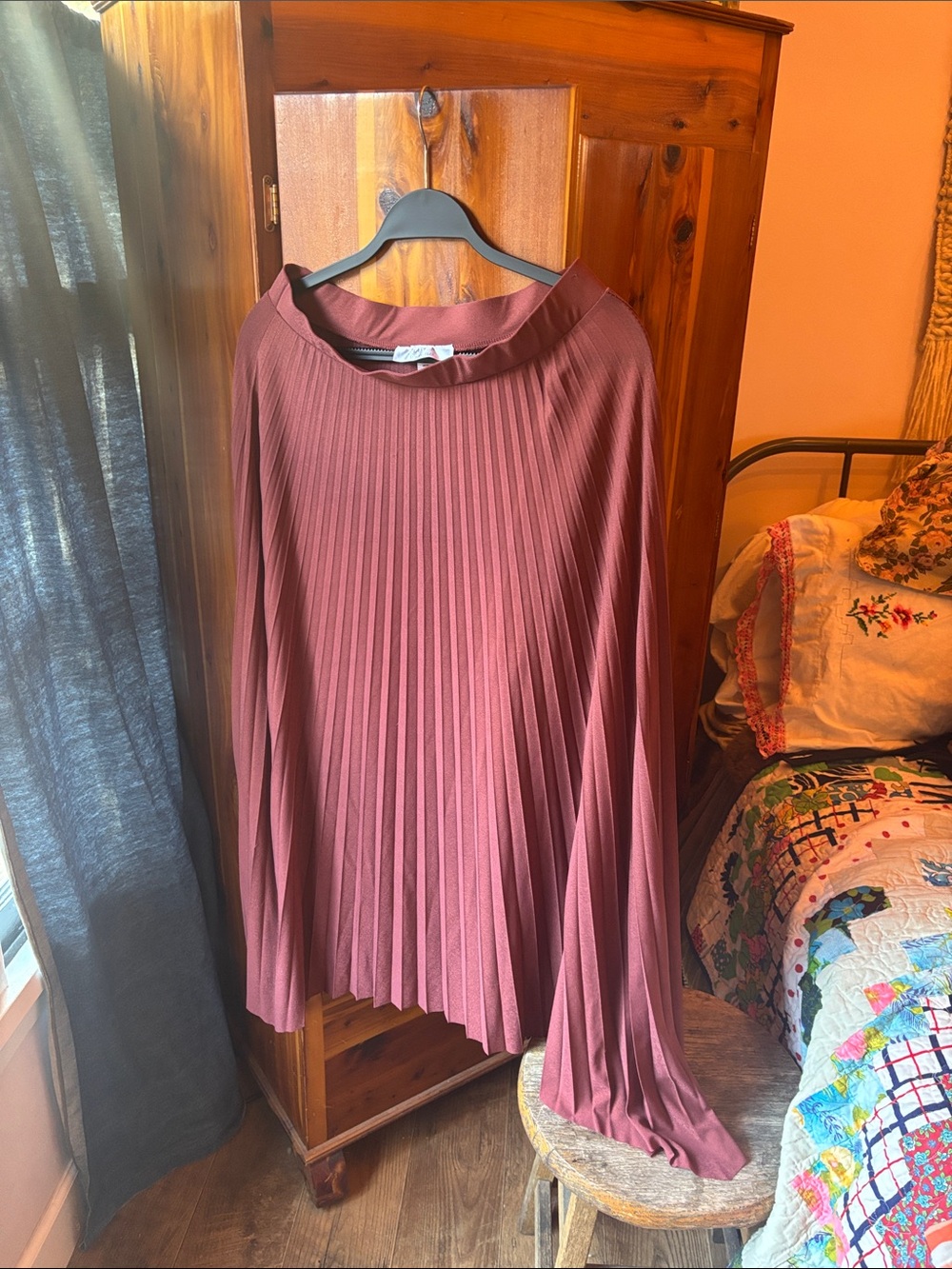 Harper Pleated Long maxi skirt Mauve Pink
